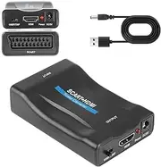 SCART to HDMI Converter, SCART to HDMI Adapter 720P/1080P HD Video Audio Output Converter for HDTV STB VHS VCR WII Xbox PS1 PS2 PS3 Blu-ray DVD Player Set Top box