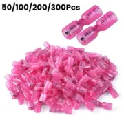 50-300x Red Heat Shrink Female Spade Crimp Wire Connectors Terminals AWG 22-16