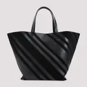 [Phoebe Philo] Phoebe Philo-Black Basket Cabas Calf Leather Shoulder Bag-Donna OS OS