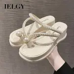 IELGY 涼鞋女百搭露趾珍珠時尚厚底厚底涼鞋