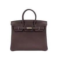 在飛比找森森購物網優惠-Hermes Birkin 牛皮銀釦手提柏金包-25cm(深