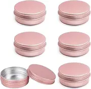 Rose Gold Aluminum Tin Jars with Screw Lids, 6Pcs Rose Golden Aluminum Screw Lid Round Tins, Pink Screws Top Round Tin Cans, Pink alumin Tin Jars Screws Top Lids for Lip Balm and Candles