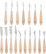 uxcell Painting Knife Set, 17Pcs Spatula Palette Knife Scraper Stainless Steel Pallet Knife with Wood Handle for Oil Painting Acrylic Color Mixing Supplies