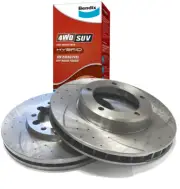 PAIR SLOTTED DIMPLED Front BRAKE ROTORS & BENDIX PADS for ISUZU MUX 2013 onwards (for: Isuzu)