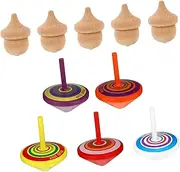 BCOATH Mini Wooden Spinning Tops 10 Pack Boys and Girls Wooden Toys Toddler Toys Pinecone Shape Safe Fun Random Color
