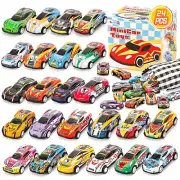 SevenQ Toy Cars for Kids 24Pcs Race Cars Pull Back Cars Playsets with Storage...
