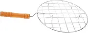 WHAMVOX Round BBQ Grill Basket Stainless Steel Mesh Net Outdoor Grilling Accessory Roasting Net for Smoking Easy to Clean Handle