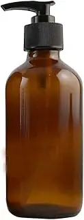 1Pack Empty Glass Brown Pump Bottles with Black Pumps Jars Pot Dispenser Container for Bathroom Shower Liquid Lotion Soap Cream Cosmetic Body Wash Foundations(500ml / 17oz)