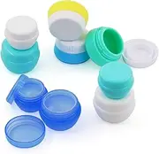 Cosywell Travel Containers Sets Silicone & PP Cream Jars for Toiletries Empty Lotion Leak-proof & TSA Approved Bottles Accessories with Hard Sealed Lids for Cosmetic Makeup Face Cream (9 Jars)