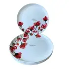 Mikasa KIERA Red Poppy Set of 4 Dinner Plates 11in Floral Bone China NWT