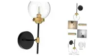 Black Gold Wall Sconce Indoor Industrial Globe Wall 1-Light Black and Gold