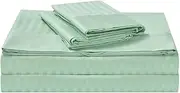 1200TC Egyptian Cotton 4 Piece Queen Bed Luxury Sheet Set, Flat Sheet, Fitted Sheet with 40cm Deep Pocket and 2 Pillowcases Cloud Stripe