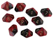 Chessex Gemini Black-Red/Gold D10 Dice Set (10)