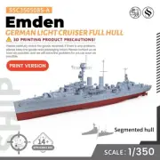 SSMODEL 508S-A 1/350 Military Model Kit German Emden Light Cruiser Full Hull WRA
