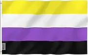 ANLEY Fly Breeze 3x5 Ft Non-Binary Pride Flag - Vivid Color and UV Fade Resistant - Double Stitched - NB Pride Genderqueer Gender Identity Flags Polyester with Brass Grommets 3X5 Ft