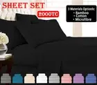 2000TC Bed Sheet Set Bamboo/Cotton/Microfiber Flat Fitted Sheet S/DB/Queen/King