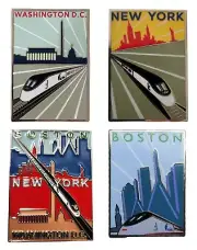 Amtrak ACELA Collector Edition Enameled Lapel Hat Pin FOUR Pin Set