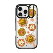 iPhone 16 Pro Impact Ring Stand Case MagSafe Compatible Happy Retro Flowers