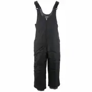 YOUTH Kids Toboggan Insulated Waterproof Bib Snow Winter Suit, Black, SMALL