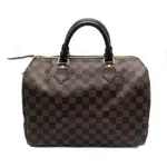 ［二手精品］LOUIS VUITTON DAMIER SPEEDY 30棋盤格手提波士頓包(N41364-咖)