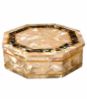 6" x 6'' White Marble Jewelry Trinket Box Abalone Shell Inlay Birthday Gifts