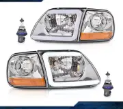 Clear LED Tube Headlights & Corner Parking Lights Fit For 97-04 F150 Expedition