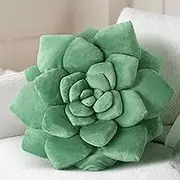 3D Succulent Shaped Pillow - 19.7'' Flower Pillow, Plant Cushion for Bedroom, Home Decor - Soft Plush Decorative Throw Pillow, Unique Green Plant-Shaped Design