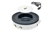 2 in 1 Electric Hot Pot White with Grill Barbeque Cooker with Temperature Control Multi-function Smokeless Shabu Korean BBQ Pan for Simmer Boil Fry Roast 2200W