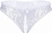 [Generic] Womens Lace G-String Thongs Panties Underwear Low Rise T-Back Underpants (White)