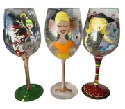 3 Hand Painted Girlfriend Themed Fun And Whimsical Wine Glasses