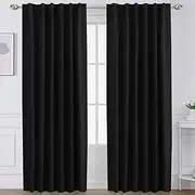 Smarcute Halloween Curtains 2X Blackout Curtains Blockout Back Tab/Rod Pocket Window Curtain Draperies for Living Room/Bedroom Soft Thick Triple Woven Fabric, Each Piece W132cm by D213cm - Black