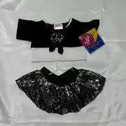 Build A Bear Justice Peace Sequin Outfit Black White Sparkle Top Skirt Clothes