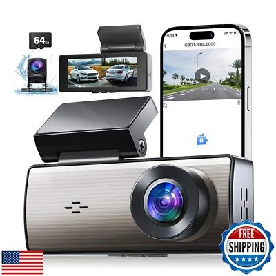 Car Camera Dash Cam Front and Rear,Real 4K/1080P Dashcam for Cars,Built-in 64