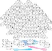 MotBach 200 Pack 5g Plastic Jars with Lids, 5ml Round Clear Cosmetic Containers Makeup Jars, 5gram Travel Size Container Jar with Spatulas for Makeup Sample Lotion Cream Ointment Salve Balm Powder