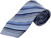 [Tie Store Australia] Mens Light Blue & Navy Striped 8cm Patterned Neck Tie Light Blue, White, Black, Navy