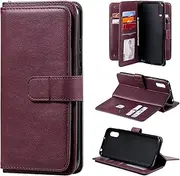 [TiHen] Compatible for Case Samsung Galaxy A10, Wallet Case PU Leather Flip with 10 Card Slots, Magnetic Kickstand Cover+2X Temper Glass Screen Protector-Red