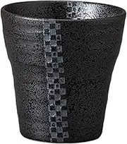 Ale-net 3.5 x 3.6 inches (9 x 9.1 cm), Approx. 9.1 fl oz (280 cc), Black Glaze, Silver Painted Shochu Cup, Small, Pottery, Dishwasher Safe, Mino Ware, Made in Japan