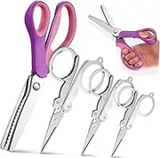 LOLIPPYY 4pcs Pinking Shears Portable Decorative Edges Scissors with Ergonomic Grip for Fabric Paper and Crafts Lightweight Folding Scissors for Home Office and Sewing Projects