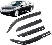 Auto Side Window Wind Deflectors Visors Black Rain Guard Door Visor Vent Shades Dark Smoke Ventvisor Compatible with Lincoln MKZ 2007-2012