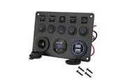 OZNALA 5 Gang 12V Switch Panel Control USB Charger ON-OFF Toggle for Truck Marine Boat