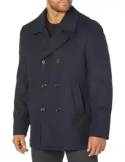Ben Sherman Men's Boris Classic Double Breasted Peacoat Jacket Navy XL