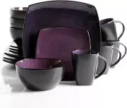 Gibson Home Soho Lounge Dinnerware Set, 16 Piece, Purple (93583796M)