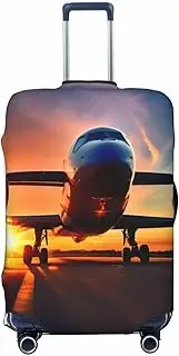 [CADREWY] Airplane Sunset Sky Print Travel Suitcase Cover Luggage Protector with Elastic Anti Scratch for Carry On, Black, Medium