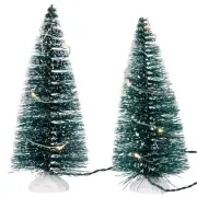Northlight 2 LED Frosted Mini Bottle Brush Pine Christmas Village Trees - 6"