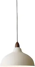 Japanese Style Walnut Wood Pendant Light Fixture for Kitchen Island, Simple Pendant Lighting for Dining Room Table, Modern Farmhouse Hanging Lamp, Ceiling Chandelier for Bar Counter (White,9.4in)