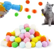 50PCS 1.2"/3cm Cat Toy Balls and 1 Cat Ball Toy Launcher Colorful Cat Plush Ball