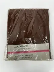 NOS Vintage Sears Colormate Perma-Prest Percale Full Size Fitted Brown Sheet