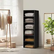 Oikiture Wardrobe 50.5 x 40 x 159cm Cupboard with 6 Tier Storage Shelves Clothes Cabinet Organiser Black