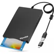 CIpotZIZ CTZ01C-BK Disk Reader 3.5 Inch External USB A&C 3 1/2 Floppy Disc Drive