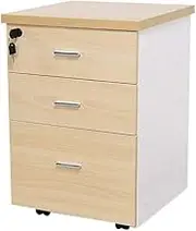 Solid Wood Office Filing Cabinet with Lock 3 Drawers Mobile Storage Cabinet for Home Office Study Room File Organizer, Gold